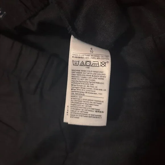 Gap 365 High Rise Linen Blend Wide-Leg Trousers Black, Women's Size 6 - Picture 4 of 10